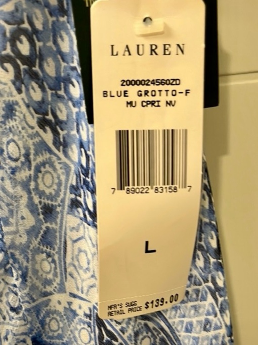 Ralph Lauren Blue and White Paisley Print Dress - Picture 6 of 7
